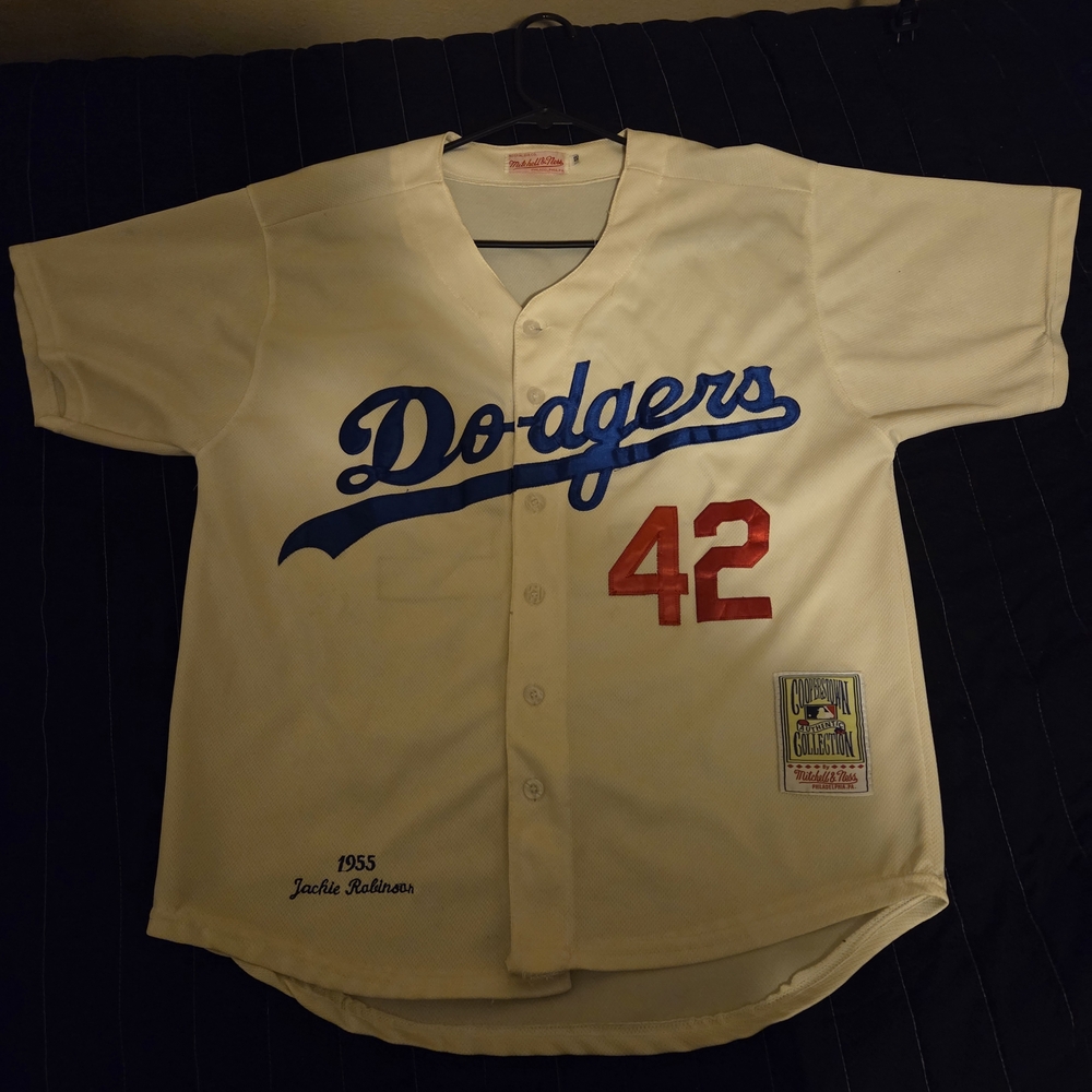 Mitchell & Ness Dodgers Jersey - Cream, Blue, Red